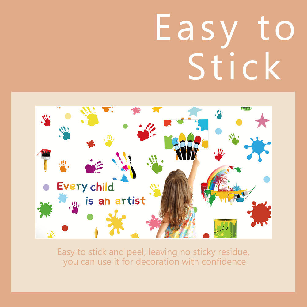 Wall Decal Nursery - 4 Sheets Wall Stickers Adorable Handprint