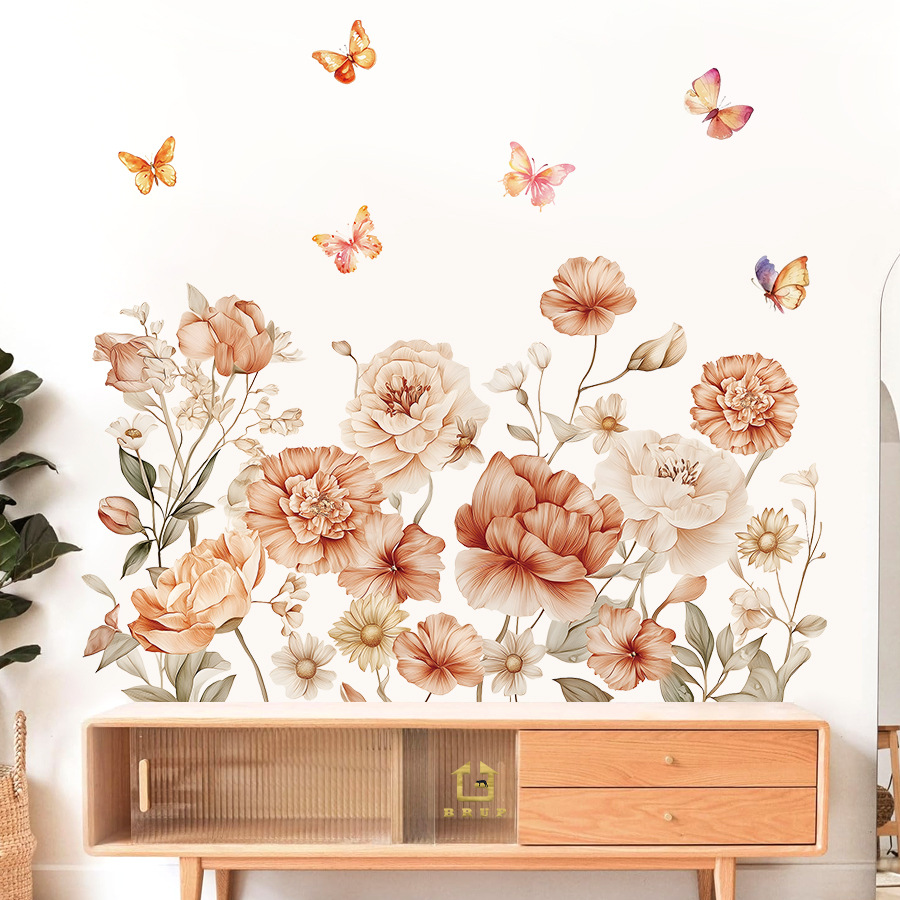 Baby Nursery Plants - Boho Watercolor Flowers Wall Stickers Wildflower