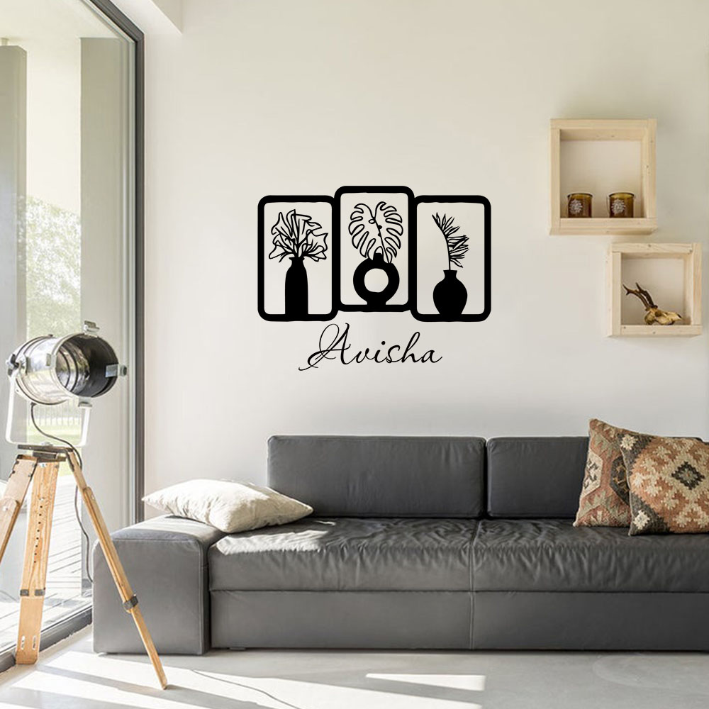 Wall Decal Nursery - 1PC Cute Vase Customizable Text Nursery