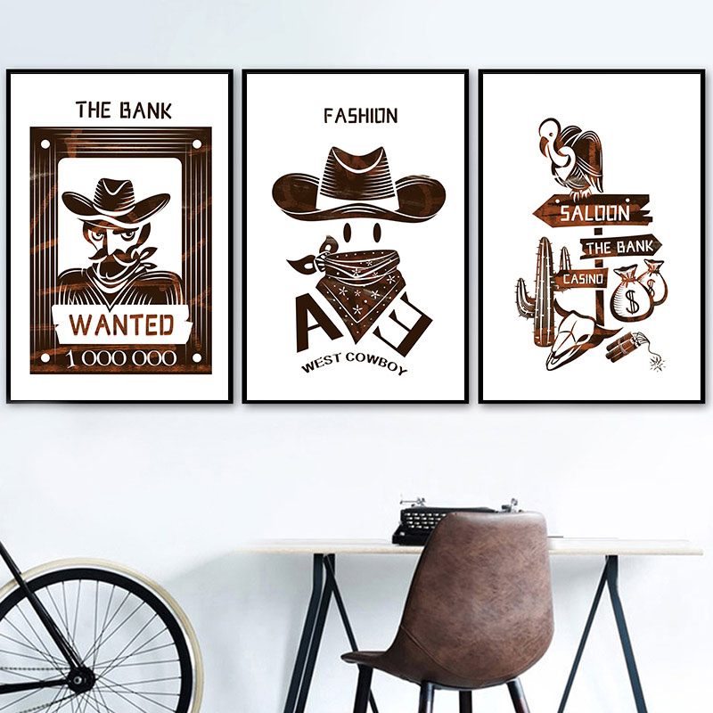 Baby Nursery Mirror - Child Room Cartoon Western Cowboy Abstract