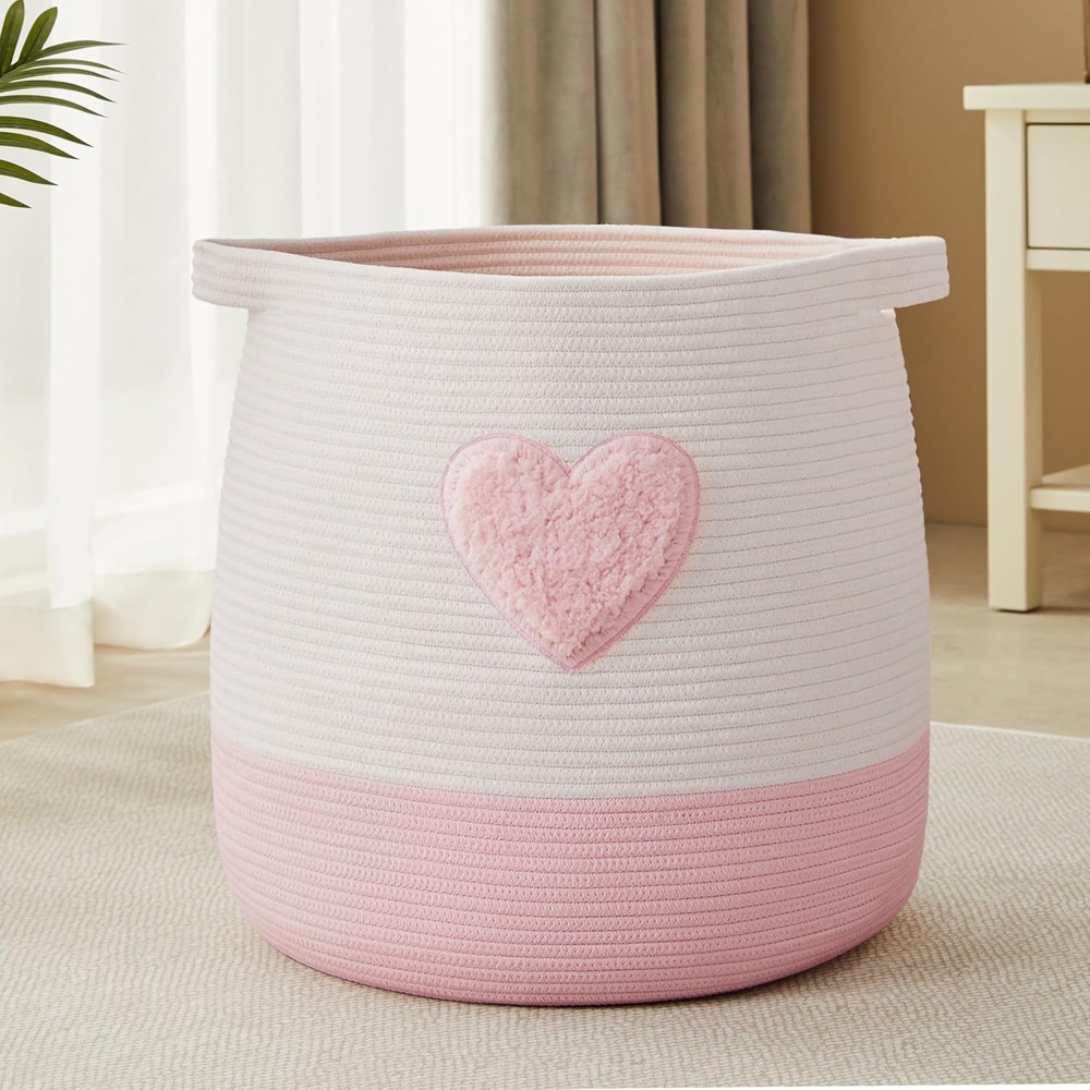 Laundry Hamper Nursery - Pink Laundry Basket Hamper for Kids