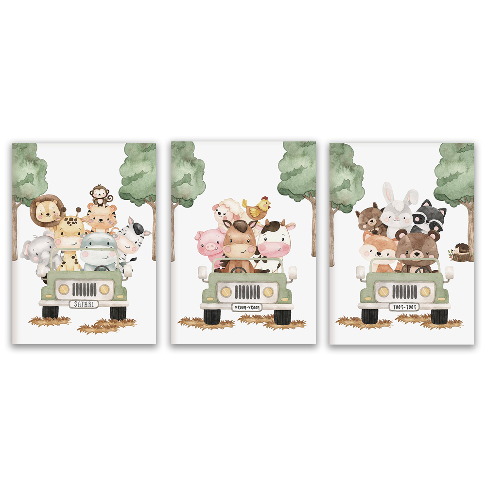 Baby Nursery Mirror - Nursery Art Print, Farm Animal Prints,