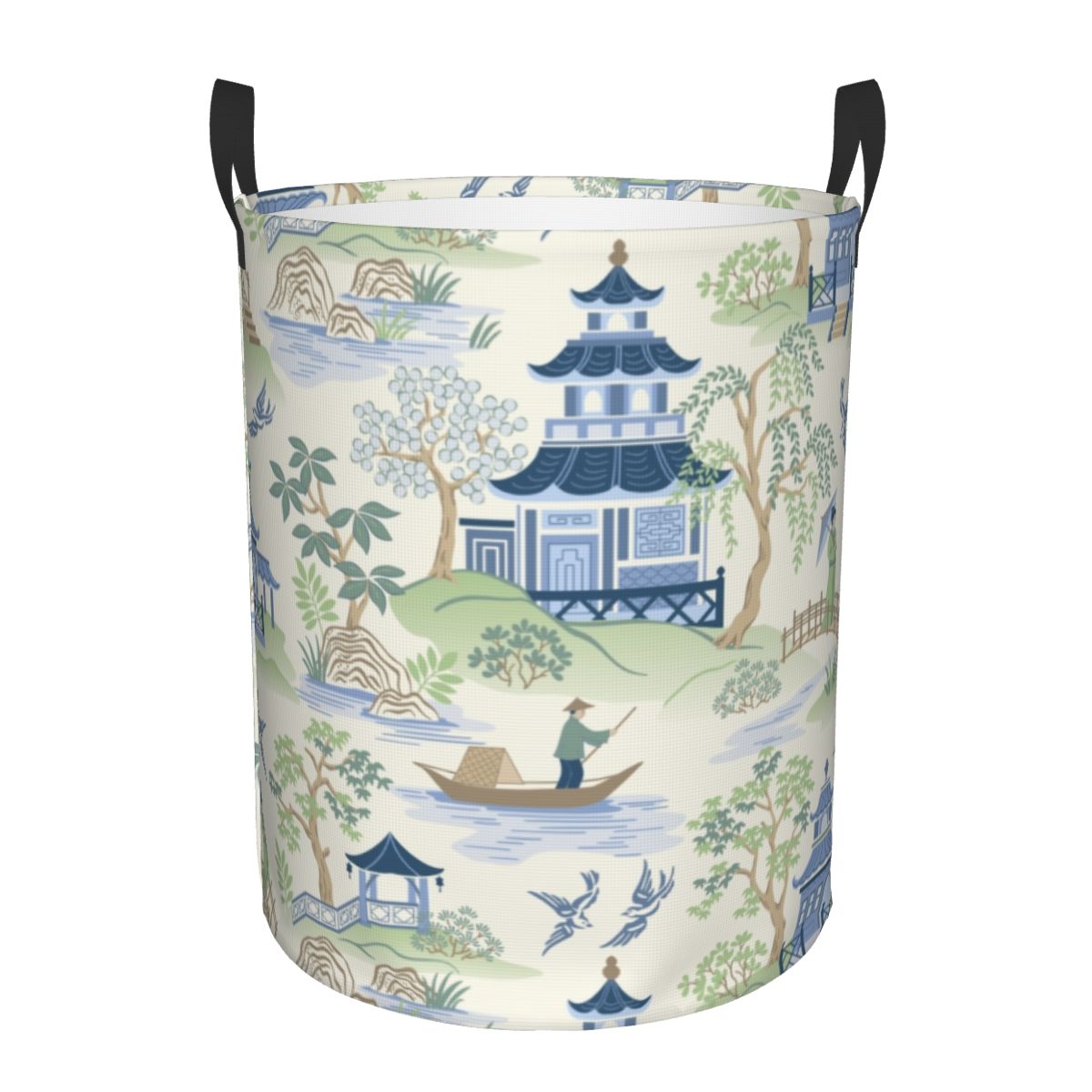 Laundry Hamper Nursery - Custom Vintage Chinoiserie Willow Pagoda Laundry