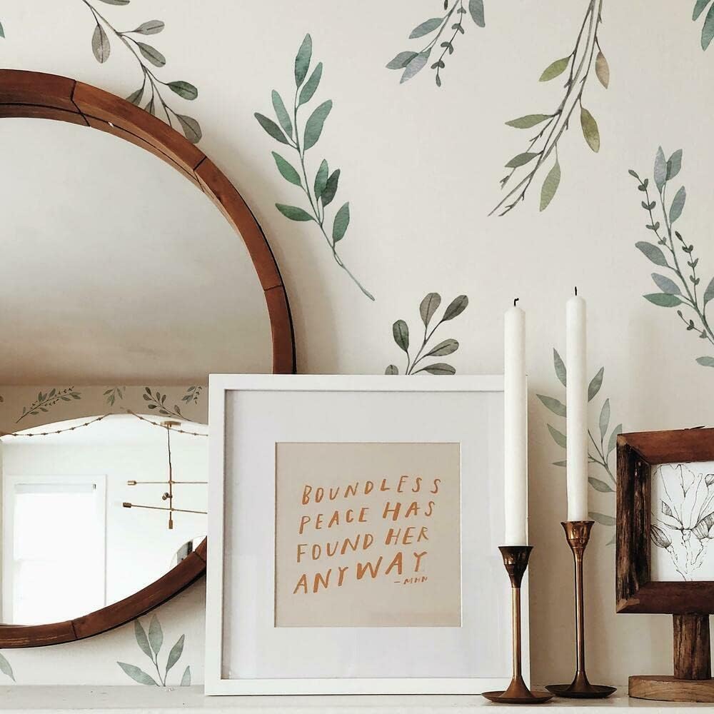 Baby Nursery Plants - Watercolor Rustic Country Leaves Tree Wall