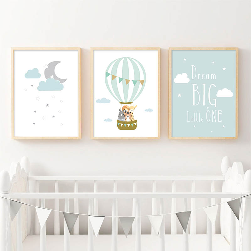 Baby Nursery Mirror - Balloon Moon Nursery Poster Wall Art