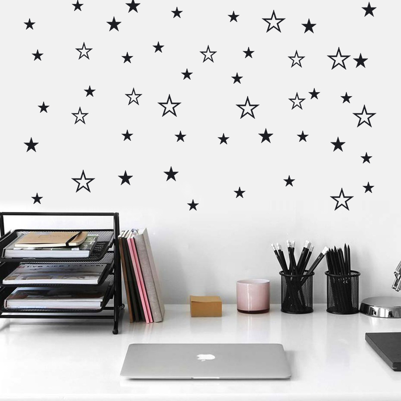 Baby Nursery Vinyl - Mixed Size Hollow Solid Stars Wall
