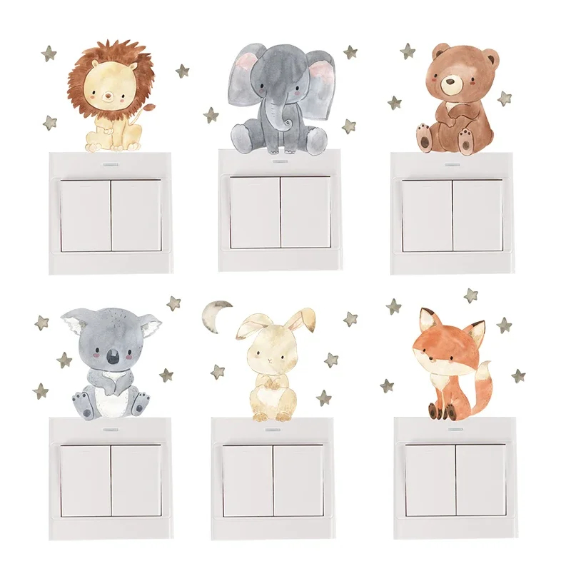 Wall Decal Nursery - 1/2/4/6set Cartoon Animals Wall Stickers For