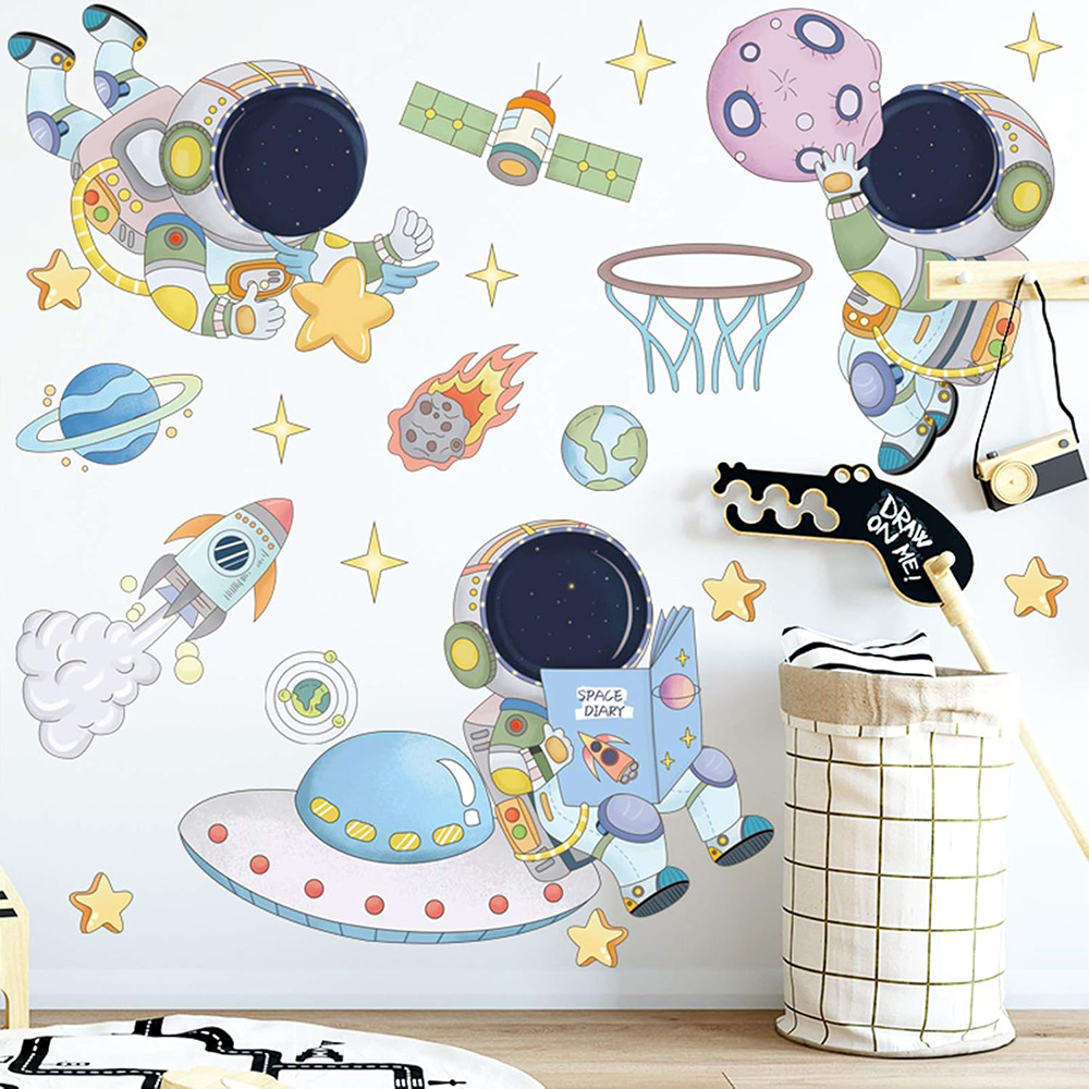 Baby Nursery Vinyl - Astronaut Planet Space Wall Stickers Kids