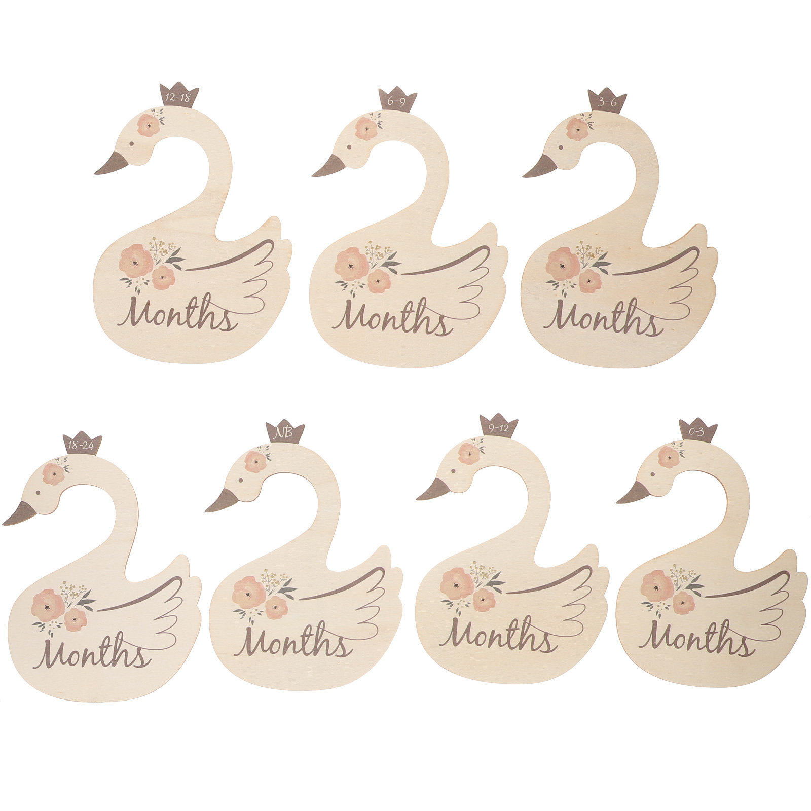 7Pcs Swan Baby Clothes Size Di - Baby Nursery Closet 评论和价格