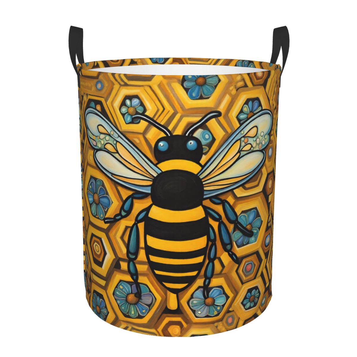Bee And Honeycomb Print Laundr - Baby Nursery Hamper 评论和价格