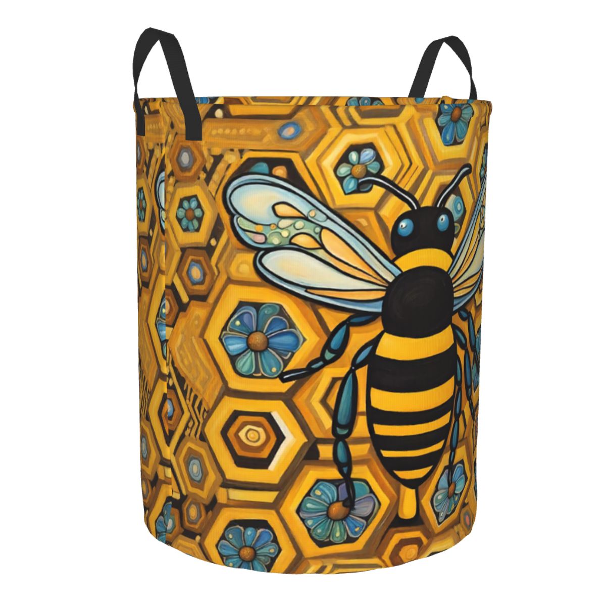 Bee And Honeycomb Print Laundr - Baby Nursery Hamper 评论和价格