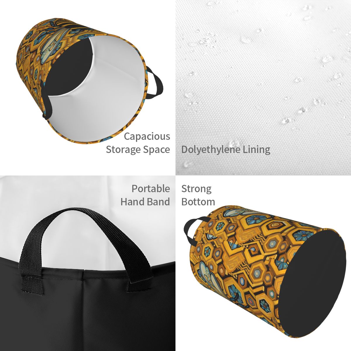 Bee And Honeycomb Print Laundr - Baby Nursery Hamper 评论和价格