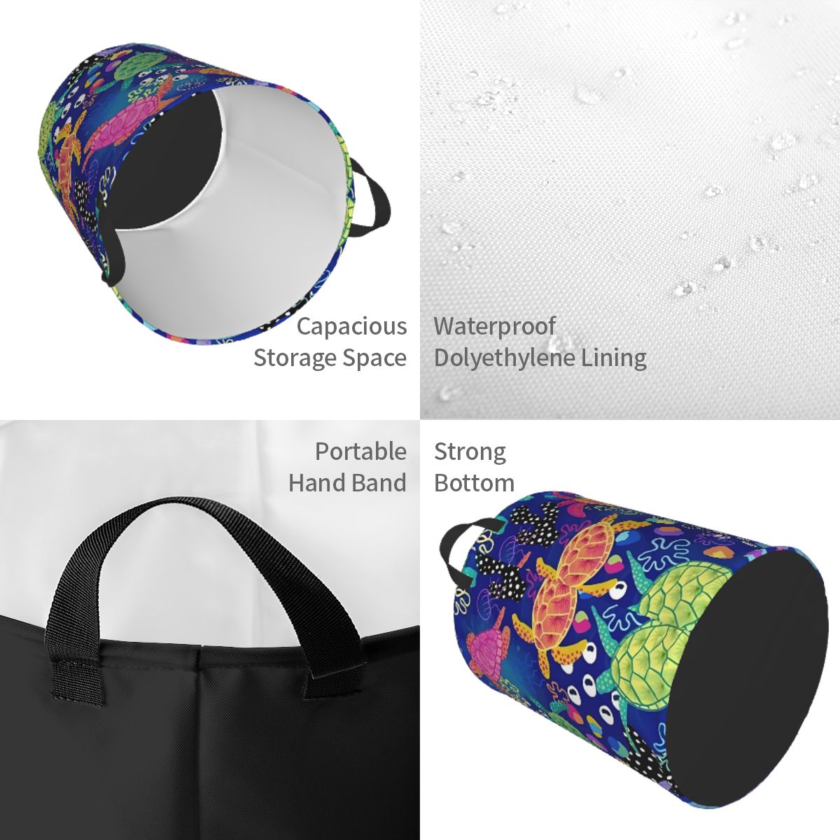 Custom Funny Colorful Sea Turt - Laundry Hamper Nursery 评论和价格