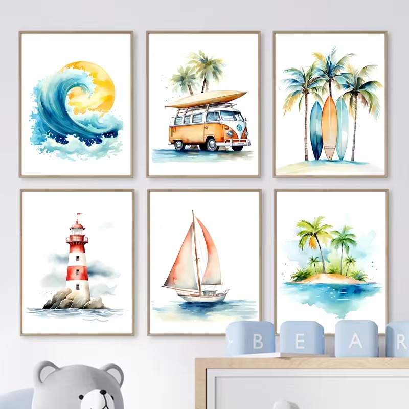Surf Ocean Themed Nursery Beac - Baby Nursery Mirror 评论和价格