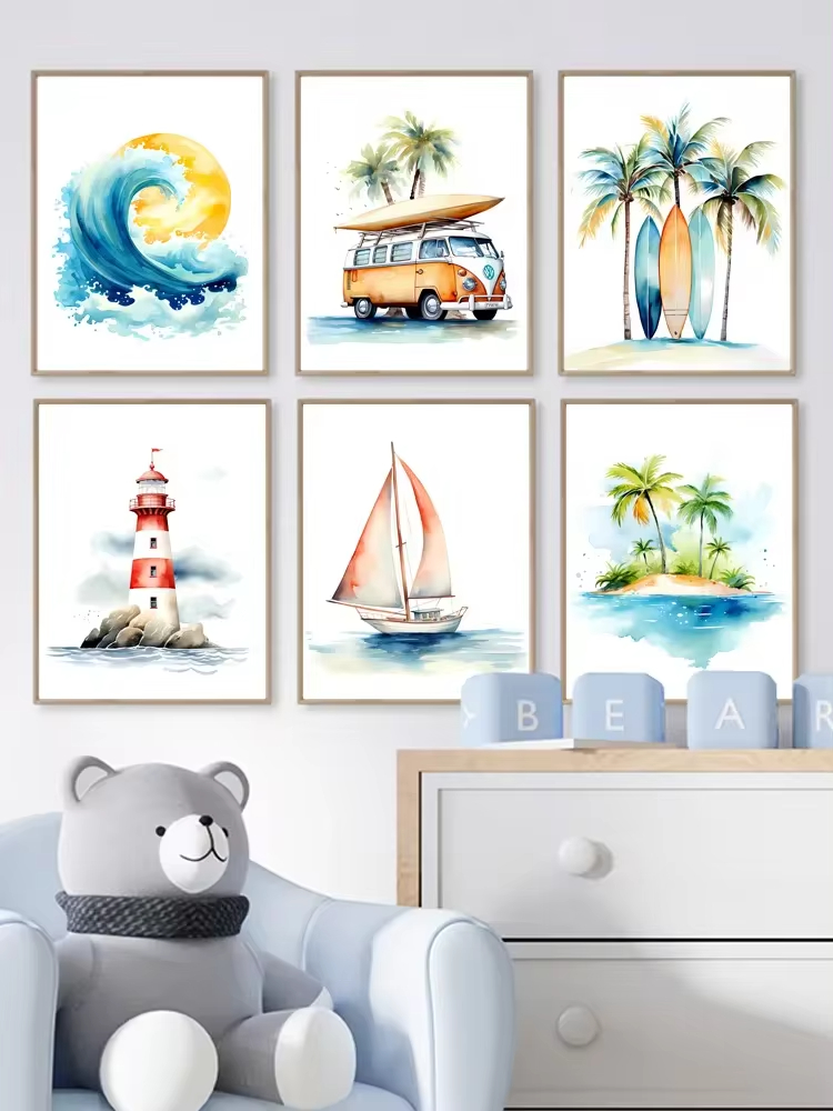 Surf Ocean Themed Nursery Beac - Baby Nursery Mirror 评论和价格