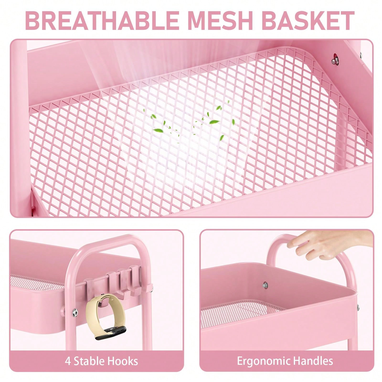 3 Tier Metal Rolling Cart With - Baby Nursery Essentials 评论和价格