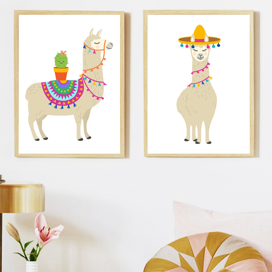 Cartoon Llama Cactus Nursery W - Baby Nursery Mirror 评论和价格