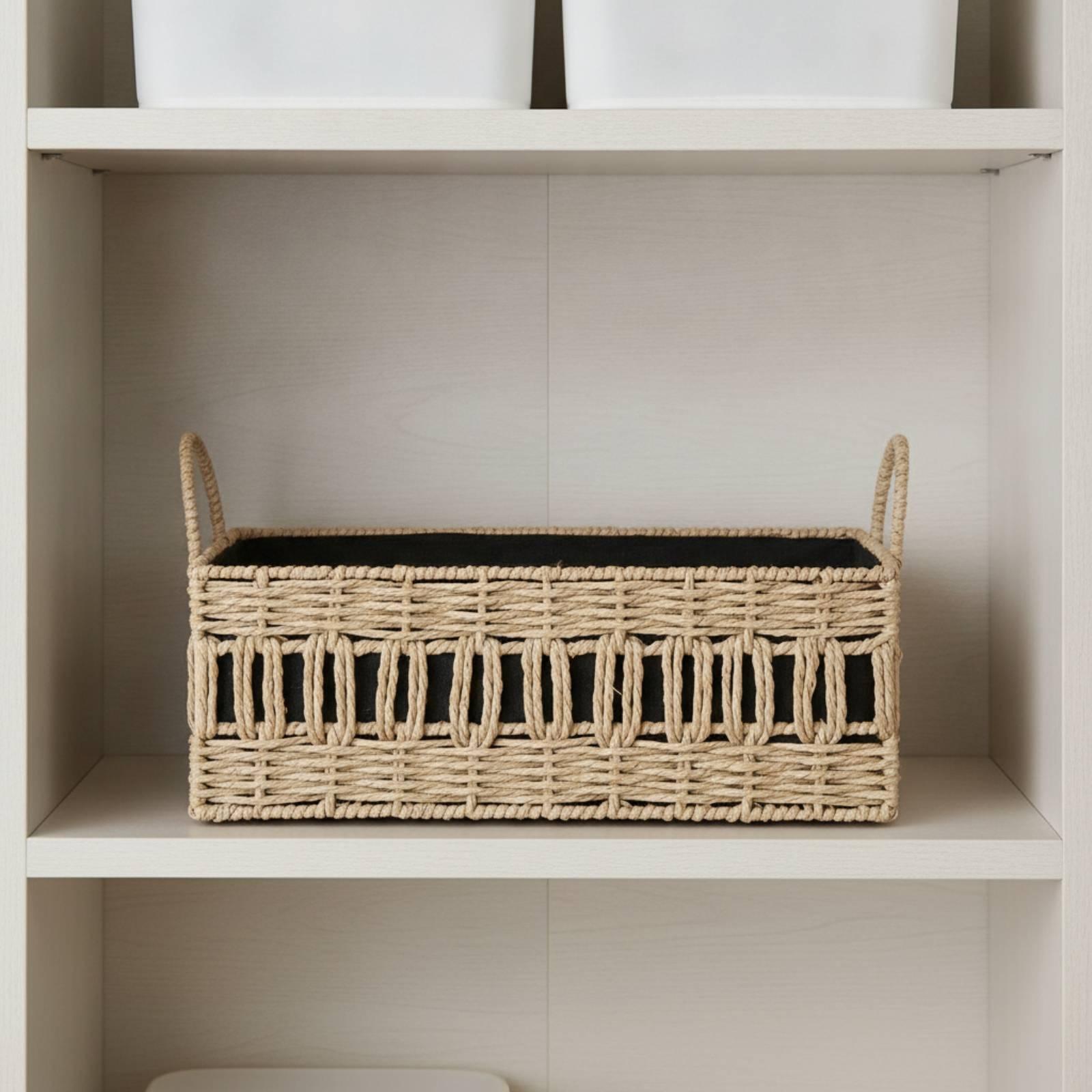 Woven Storage Basket with Hand - Baby Nursery Closet 评论和价格