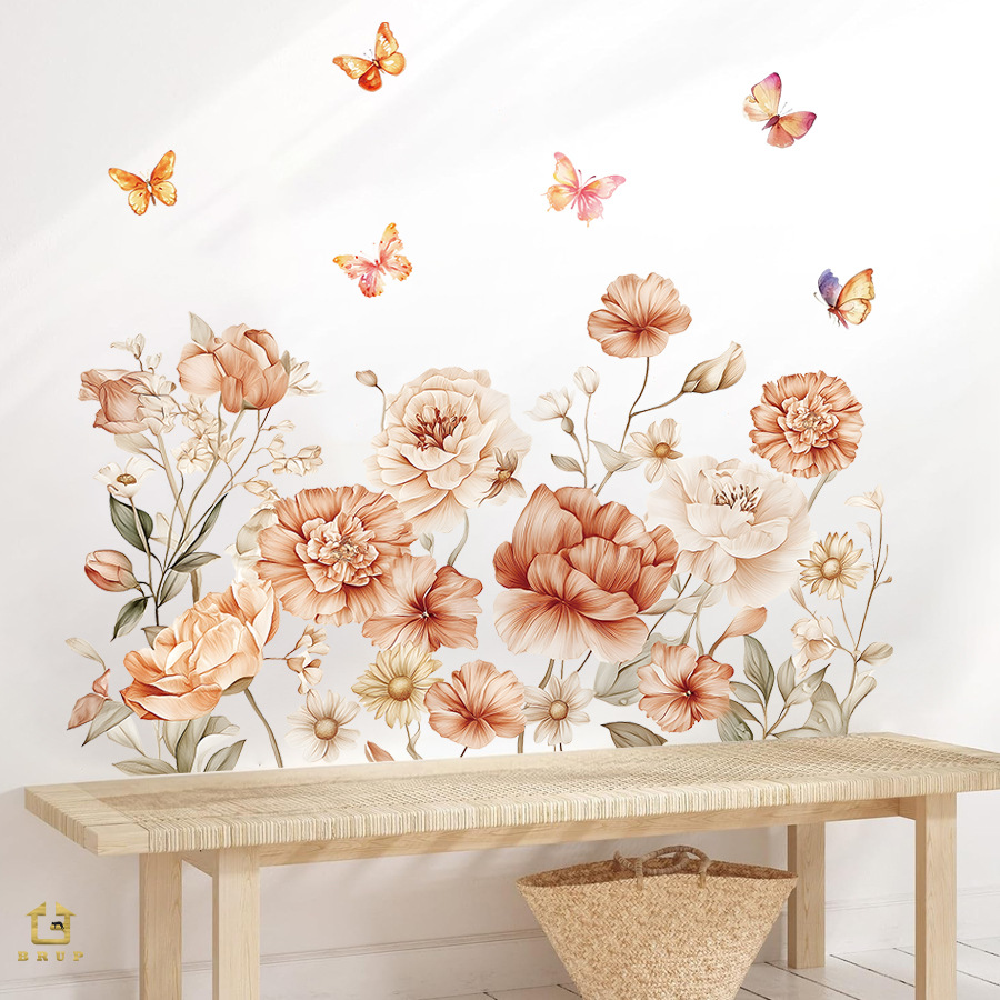 Boho Watercolor Flowers Wall S - Baby Nursery Plants 评论和价格