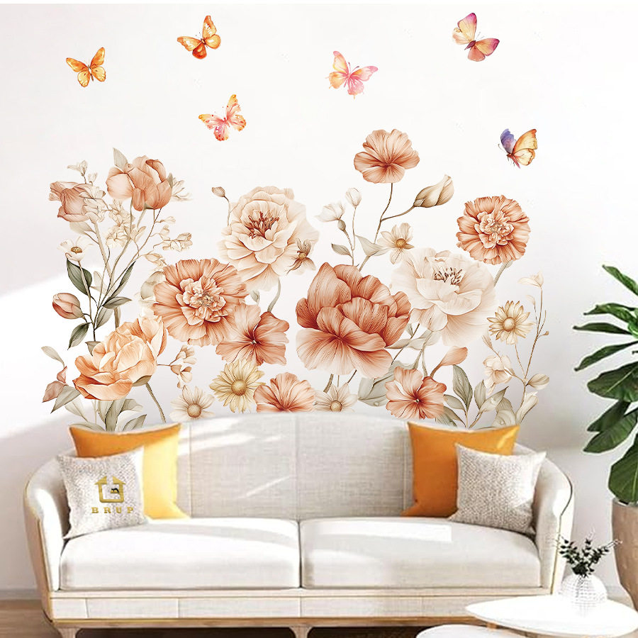Boho Watercolor Flowers Wall S - Baby Nursery Plants 评论和价格