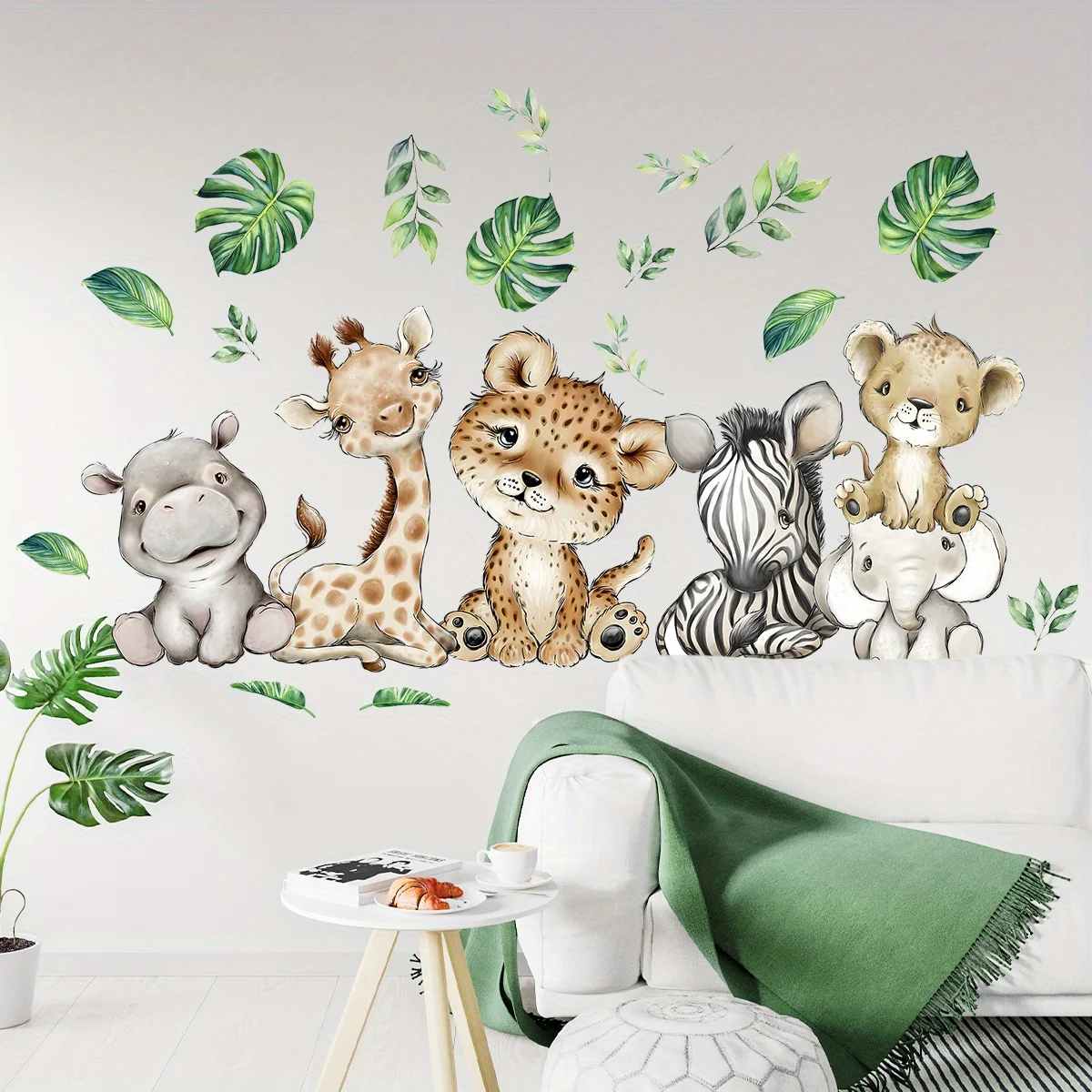 1PC Cartoon Cute Hippo Tiger E - Wall Decal Nursery 评论和价格
