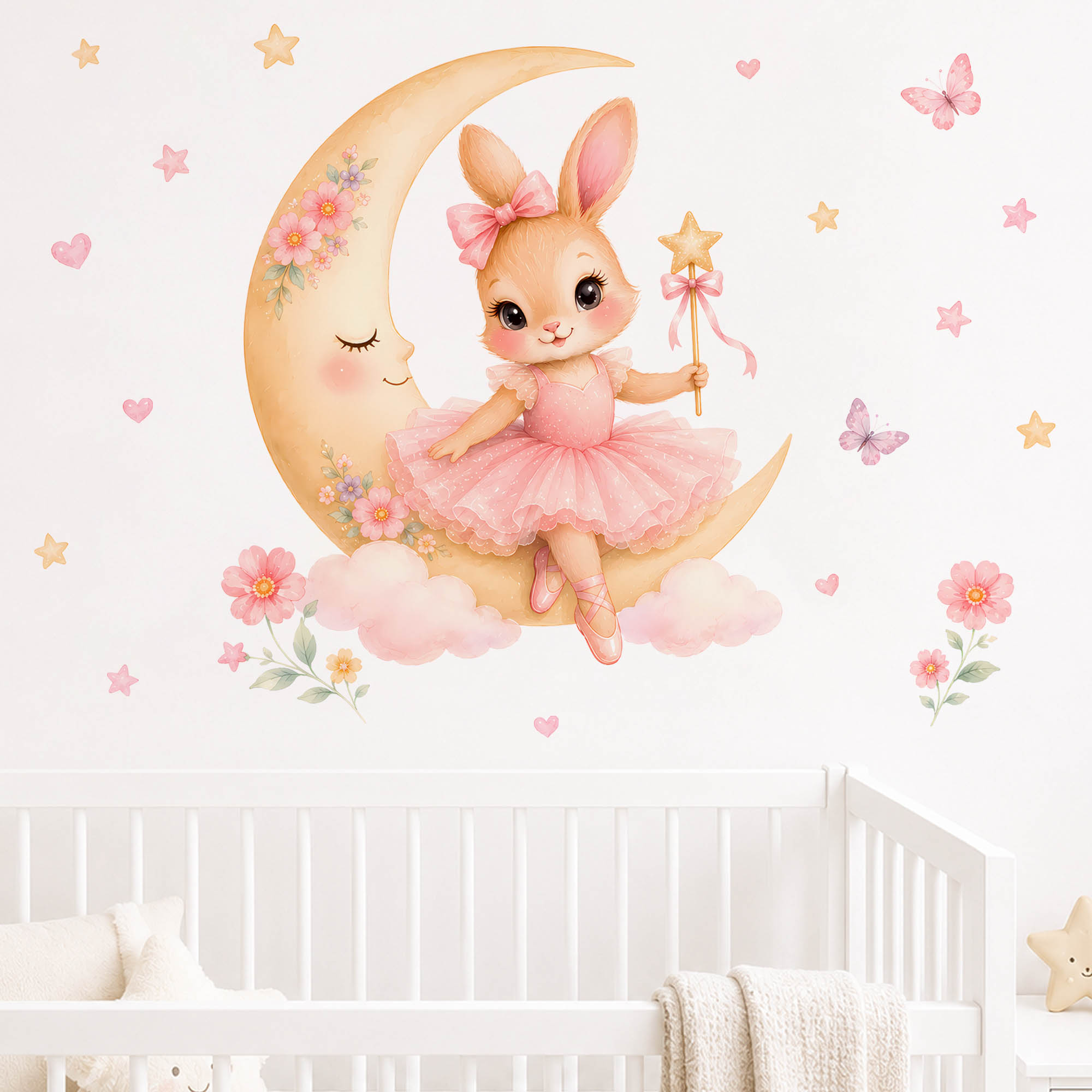 Watercolor Ballerina Bunny Moo - Baby Nursery Vinyl 评论和价格