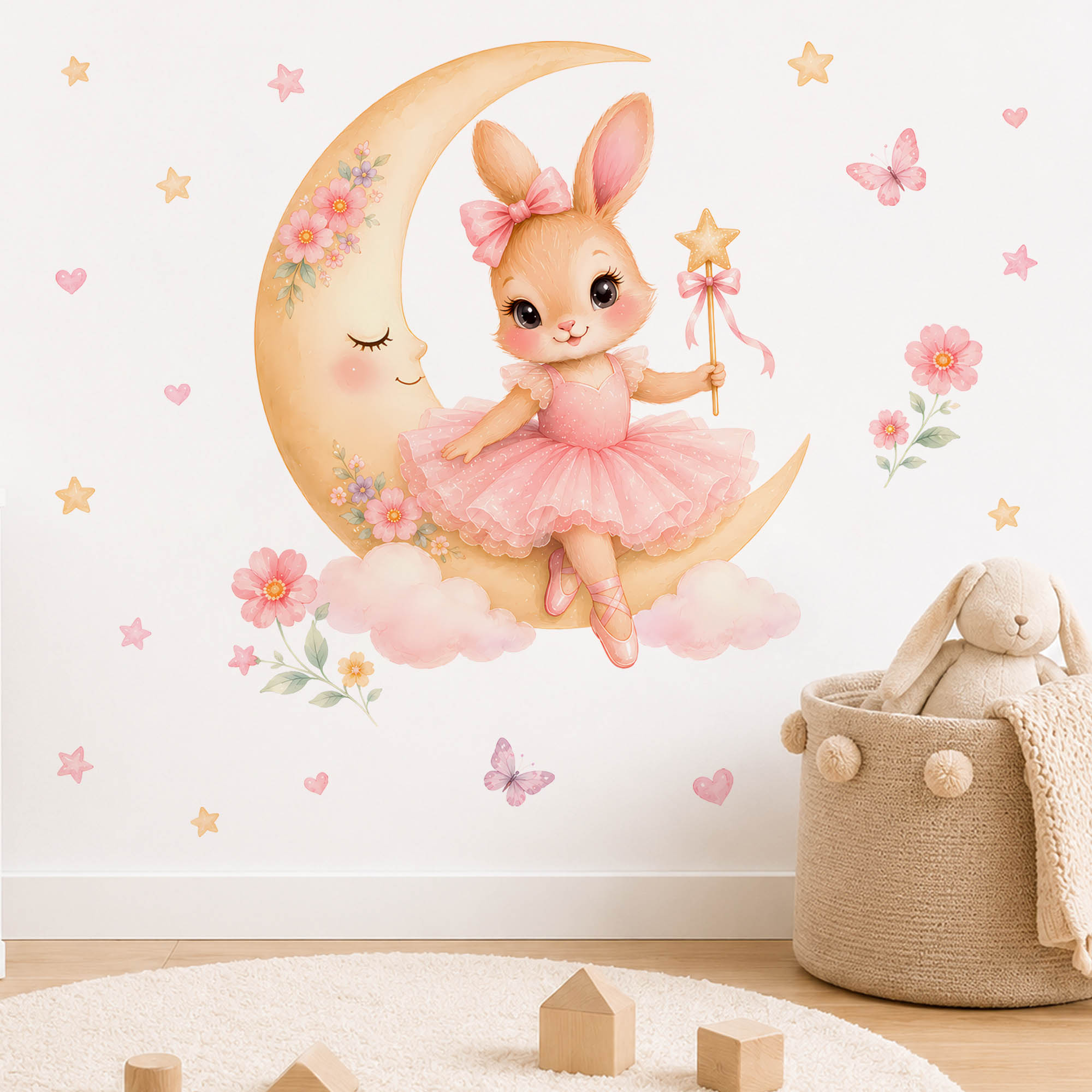 Watercolor Ballerina Bunny Moo - Baby Nursery Vinyl 评论和价格