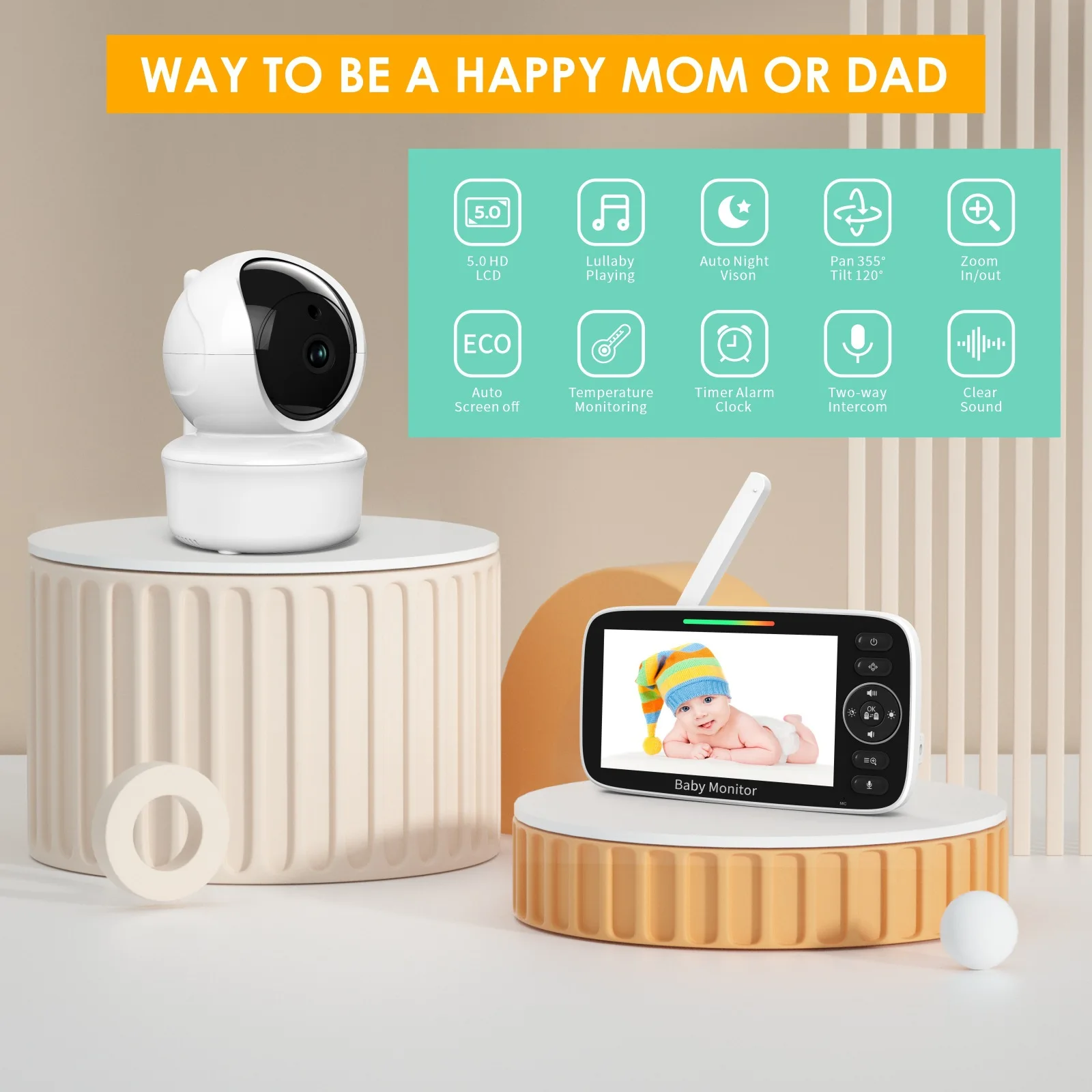 Baby Monitor with 5-inch LCD S - Baby Nursery Videos 评论和价格