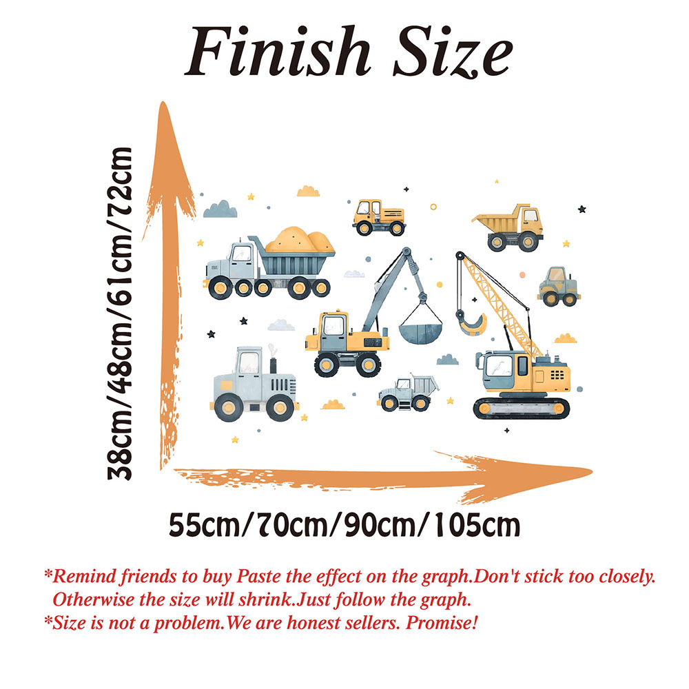Cartoon Excavator Vehicles Set - Baby Nursery Vinyl 评论和价格