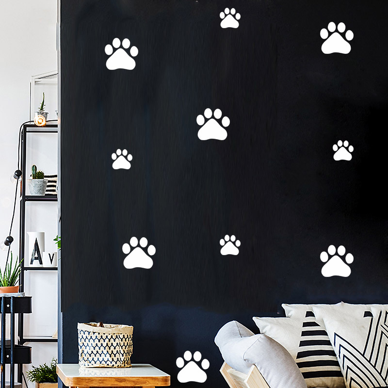 Cartoon Dog Cat Walking Paw Pr - Baby Nursery Vinyl 评论和价格