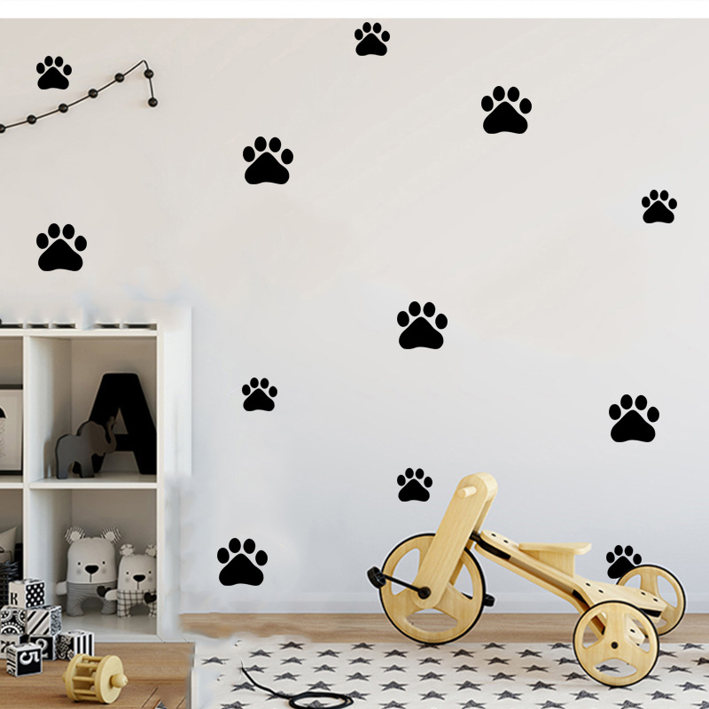 Cartoon Dog Cat Walking Paw Pr - Baby Nursery Vinyl 评论和价格