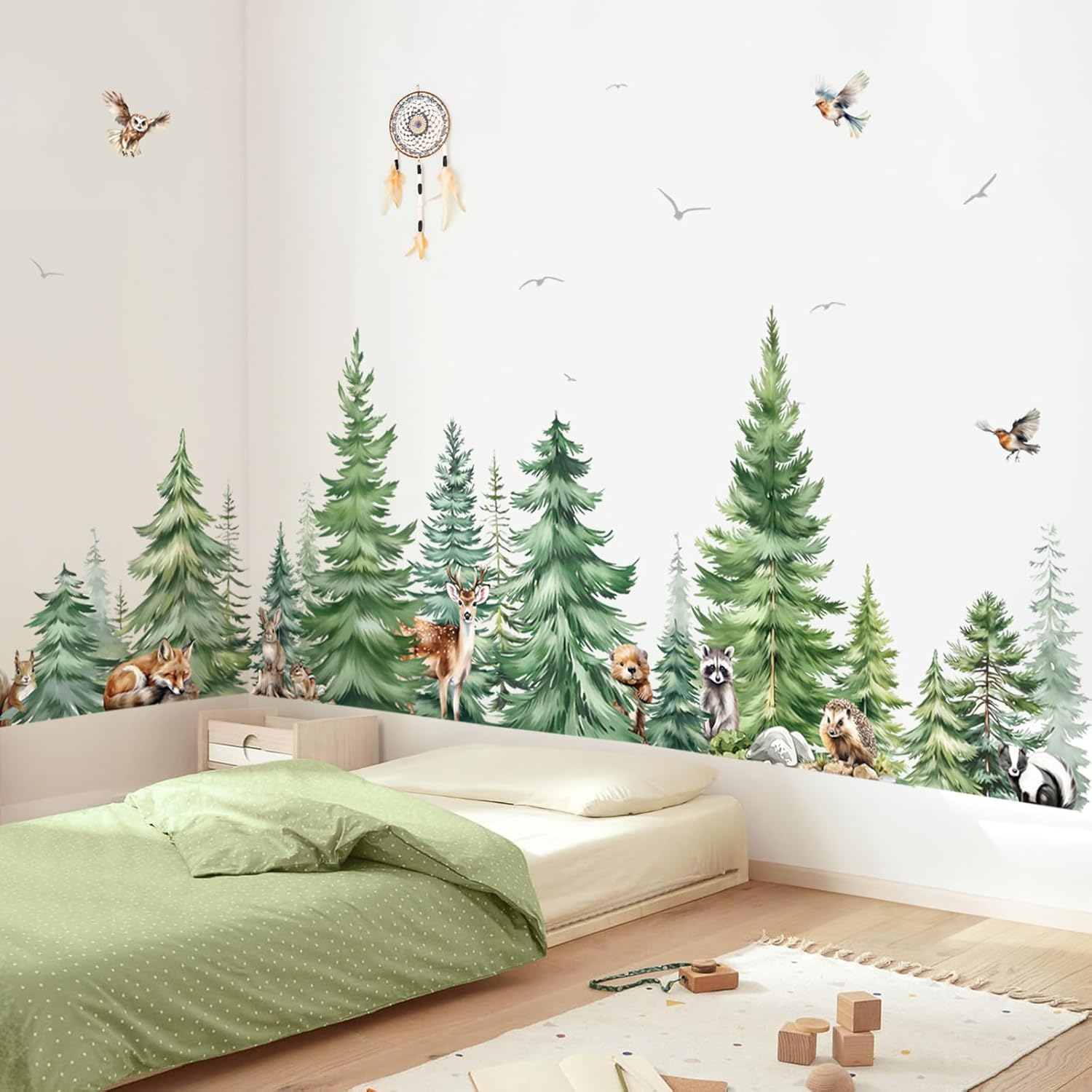 Large Watercolor Pine Tree Ani - Baby Nursery Plants 评论和价格