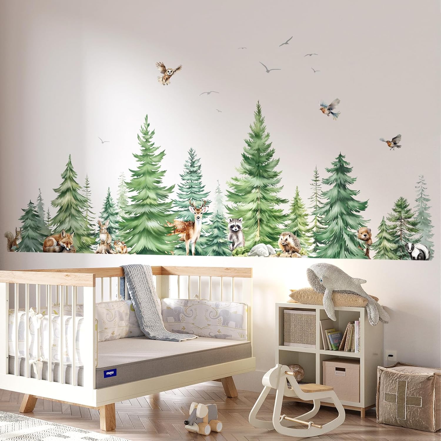Large Watercolor Pine Tree Ani - Baby Nursery Plants 评论和价格