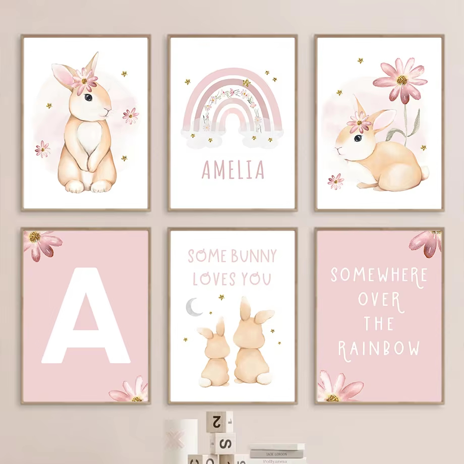 Cute Watercolor Rabbit Rainbow - Baby Nursery Mirror 评论和价格