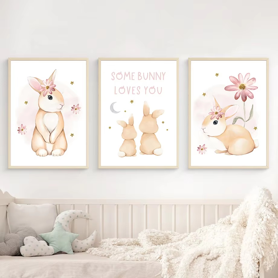 Cute Watercolor Rabbit Rainbow - Baby Nursery Mirror 评论和价格