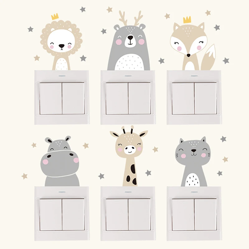 6 pcs boho-style cheerful anim - Wall Decal Nursery 评论和价格