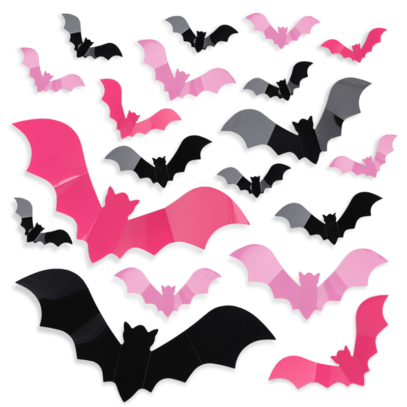24/48Pcs Halloween Pink Bats W - Baby Nursery Vinyl 评论和价格