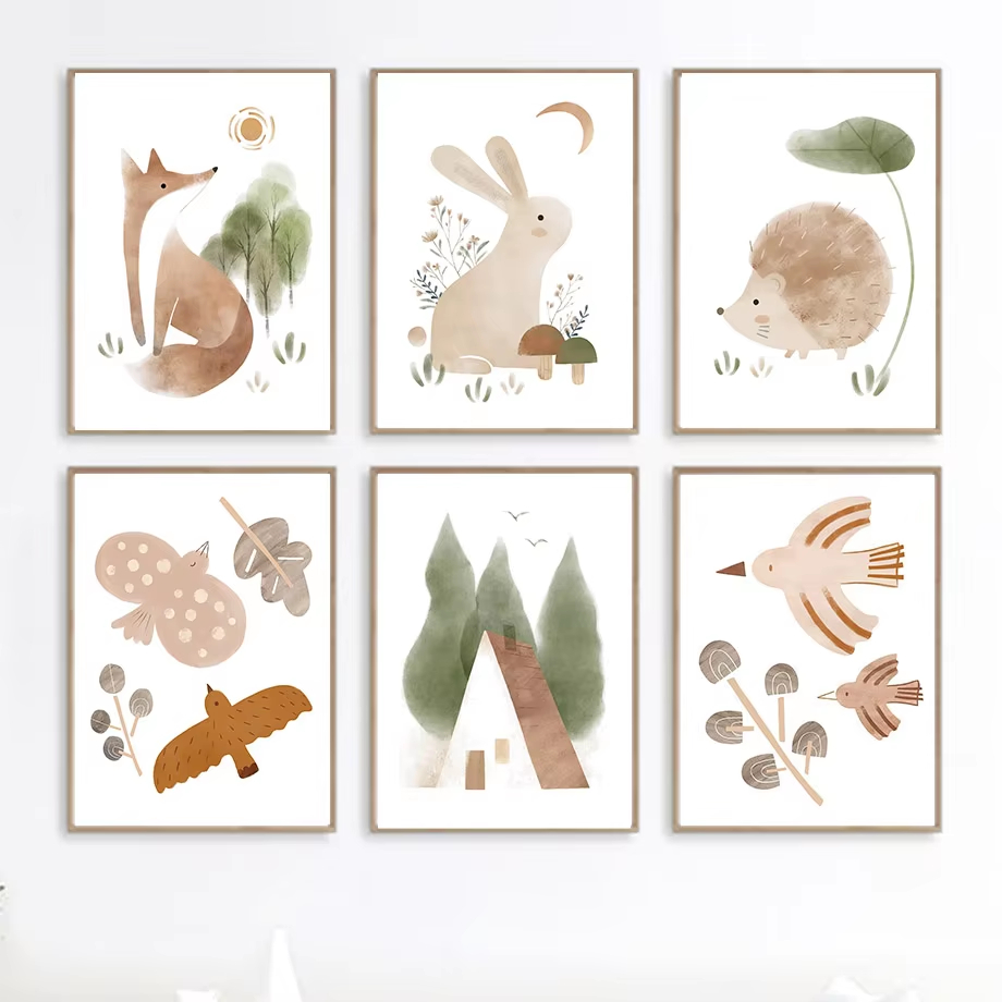 Boho Rabbit Fox Hedgehog Bird  - Baby Nursery Mirror 评论和价格