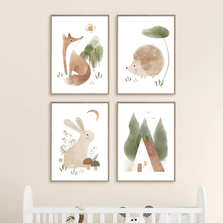 Boho Rabbit Fox Hedgehog Bird  - Baby Nursery Mirror 评论和价格