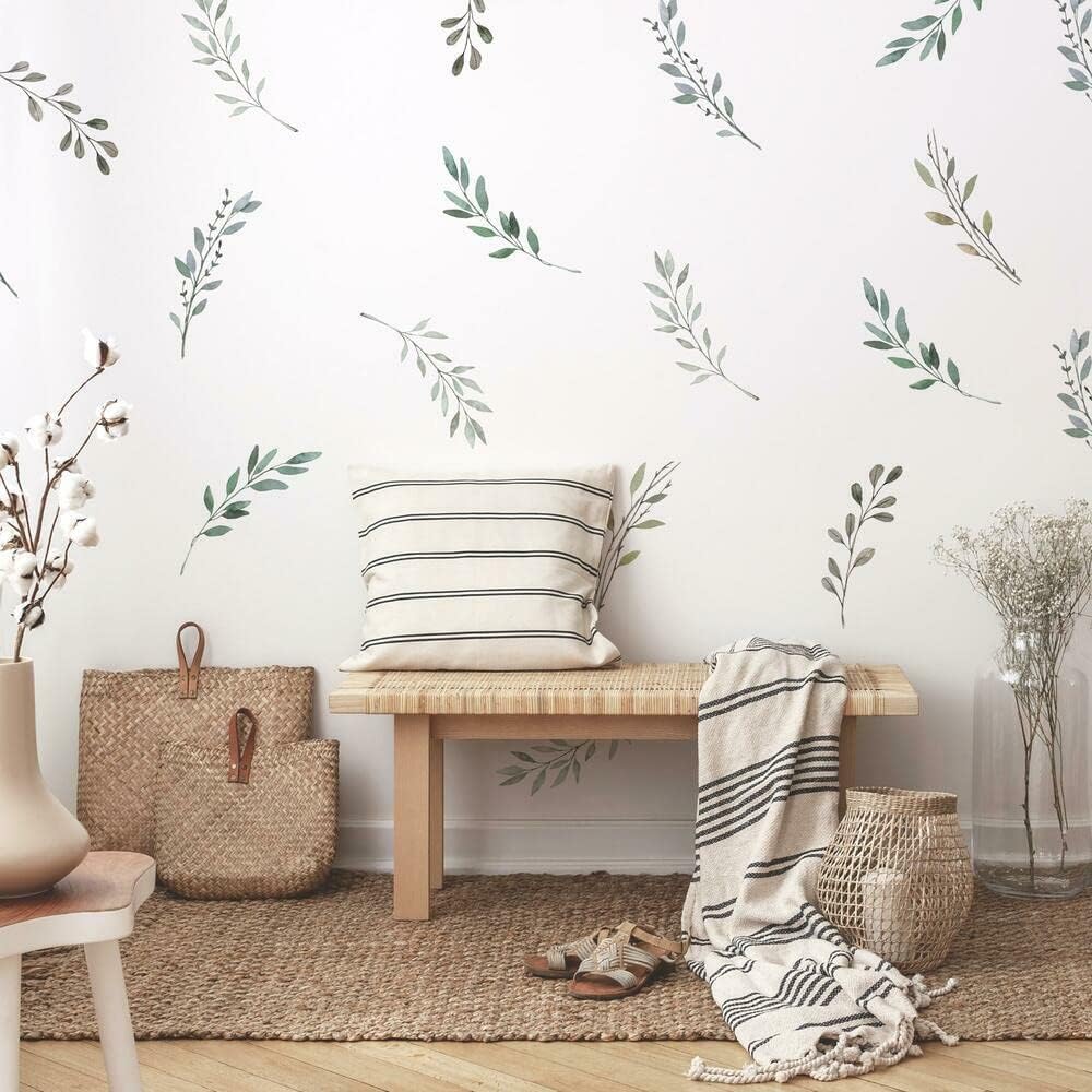 Watercolor Rustic Country Leav - Baby Nursery Plants 评论和价格