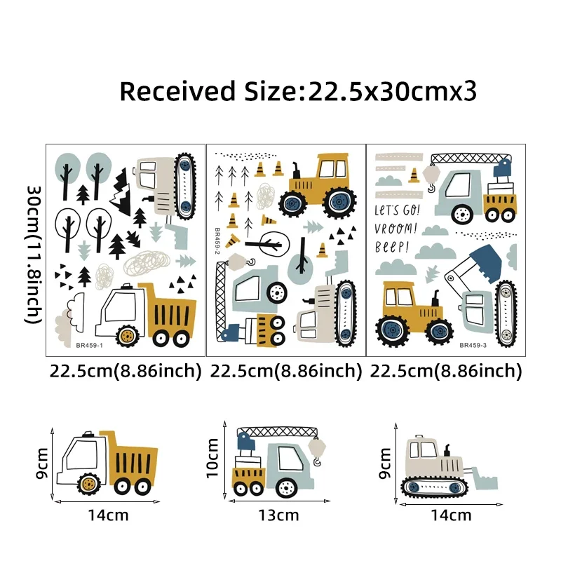 Hand Drawn Cute Cars Cargo Tru - Baby Nursery Vinyl 评论和价格