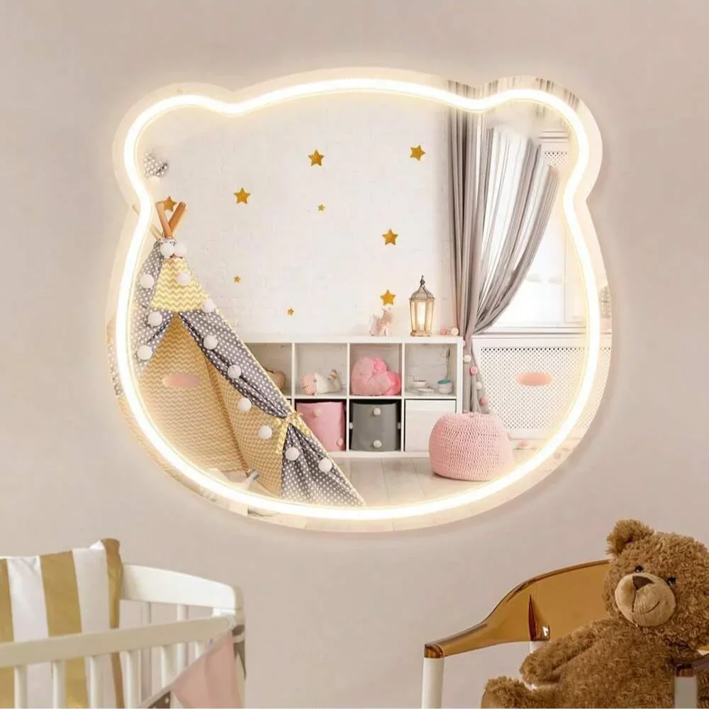 Bear Shaped Mirror Neon Sign D - Baby Nursery Mirror 评论和价格