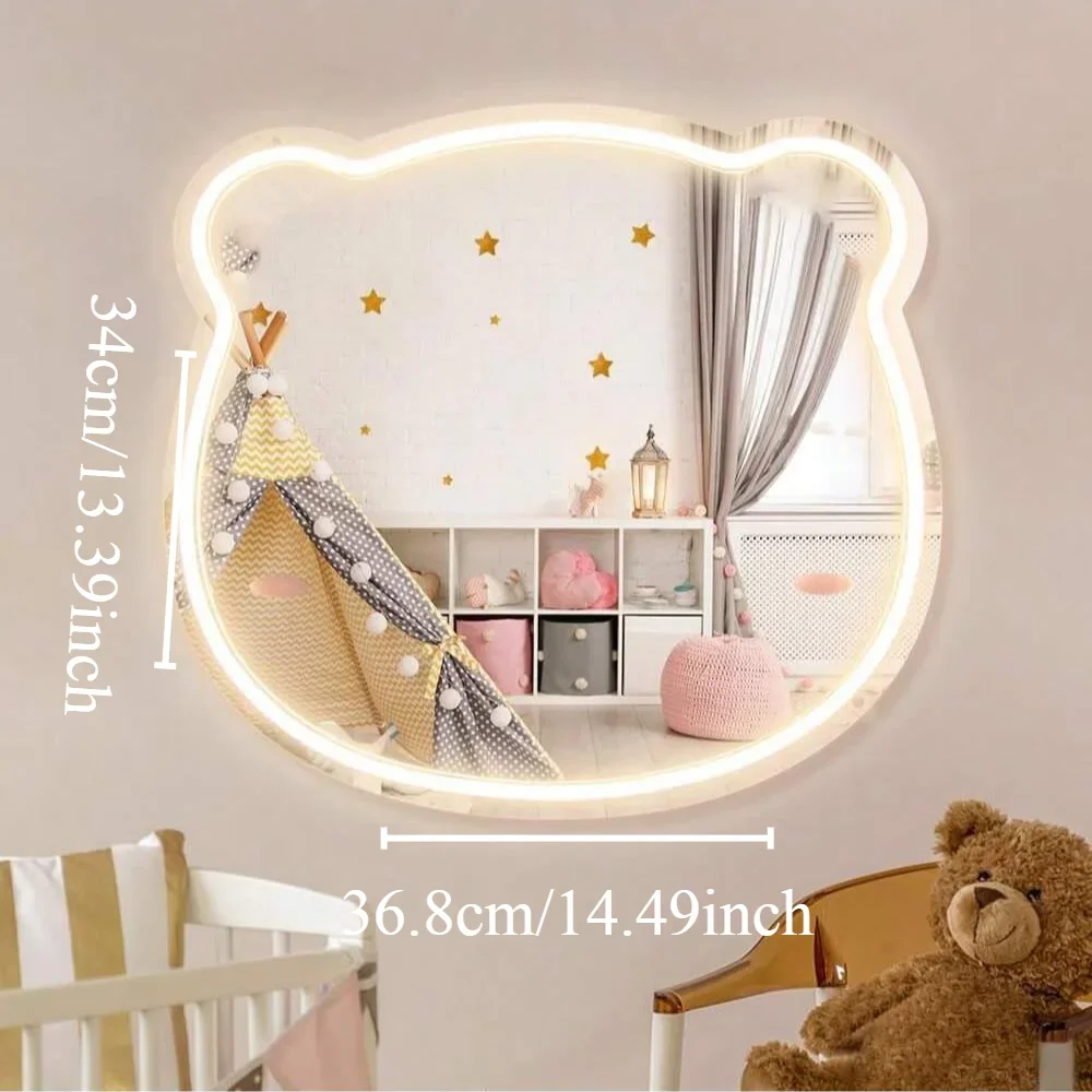 Bear Shaped Mirror Neon Sign D - Baby Nursery Mirror 评论和价格