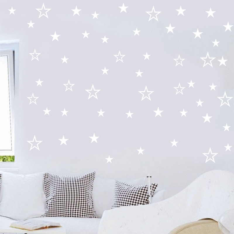 Mixed Size Hollow Solid Stars  - Baby Nursery Vinyl 评论和价格