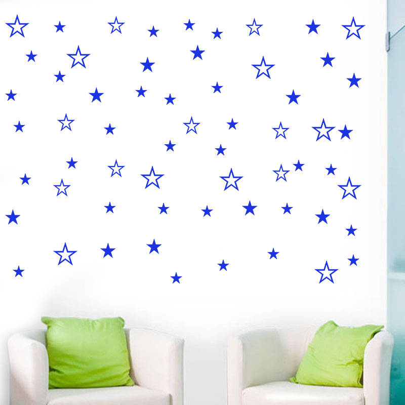 Mixed Size Hollow Solid Stars  - Baby Nursery Vinyl 评论和价格