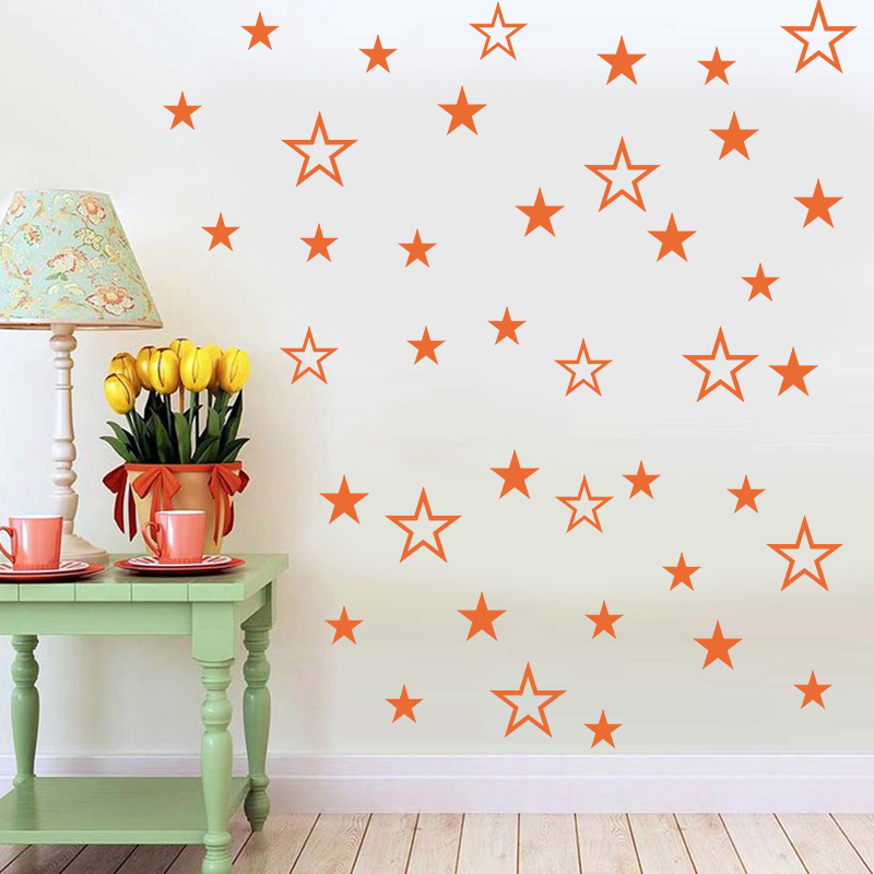 Mixed Size Hollow Solid Stars  - Baby Nursery Vinyl 评论和价格