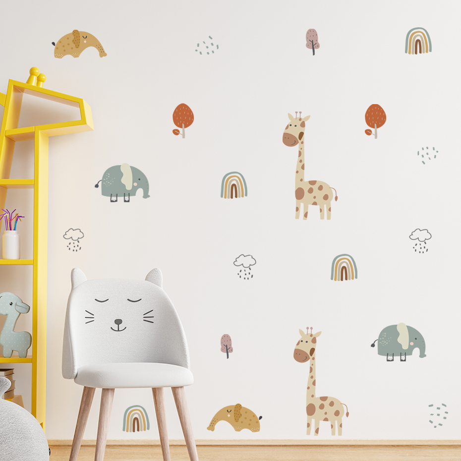 Cartoon Giraffe Elephant Anima - Baby Nursery Plants 评论和价格