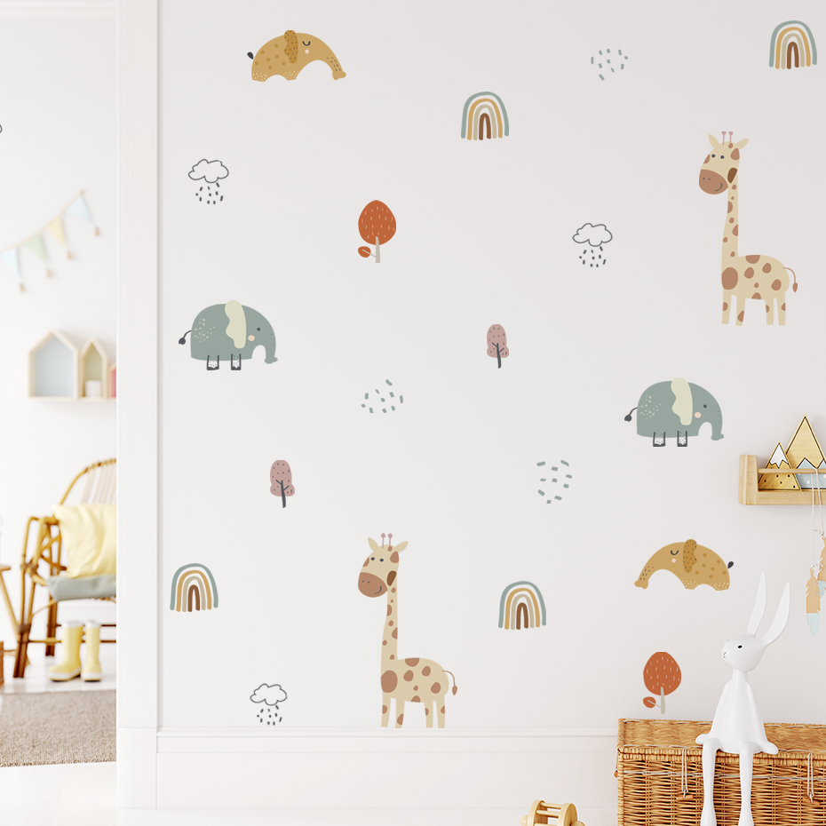 Cartoon Giraffe Elephant Anima - Baby Nursery Plants 评论和价格