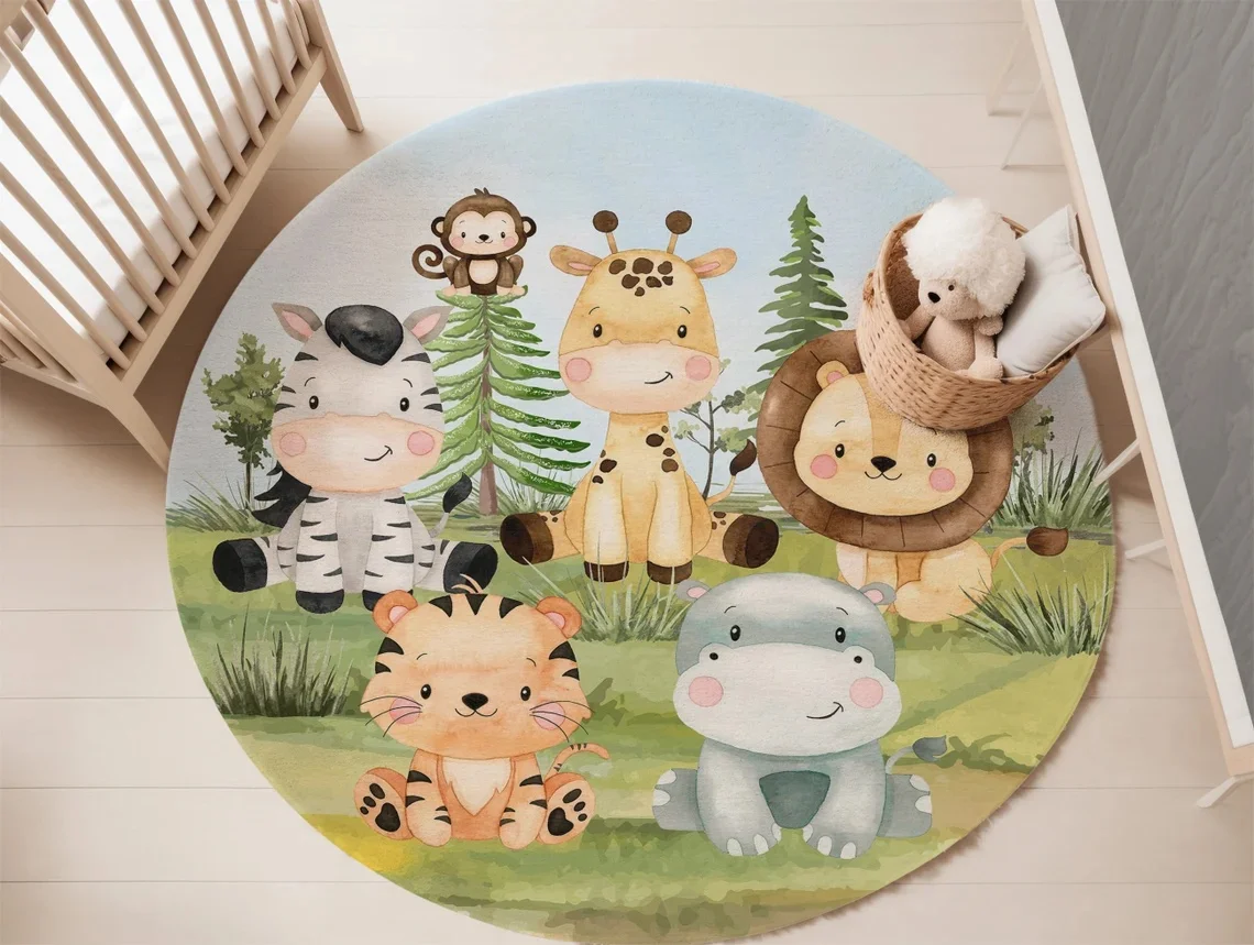 Woodland Animals Nursery Rug f - Baby Nursery Carpet 评论和价格