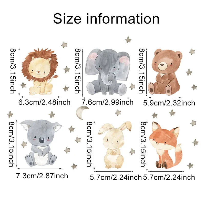1/2/4/6set Cartoon Animals Wal - Wall Decal Nursery 评论和价格